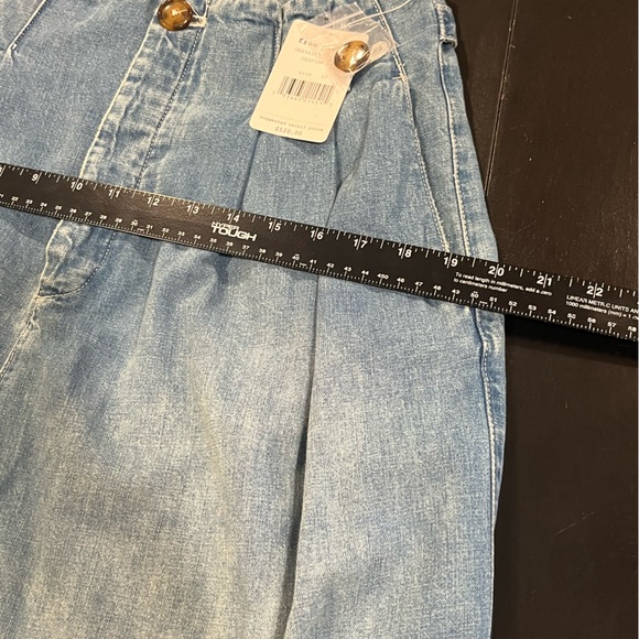 NWT Free People Paperbag Baggy Barrel Leg Linen Blend Cropped Jeans Womens 12 - Picture 9 of 12